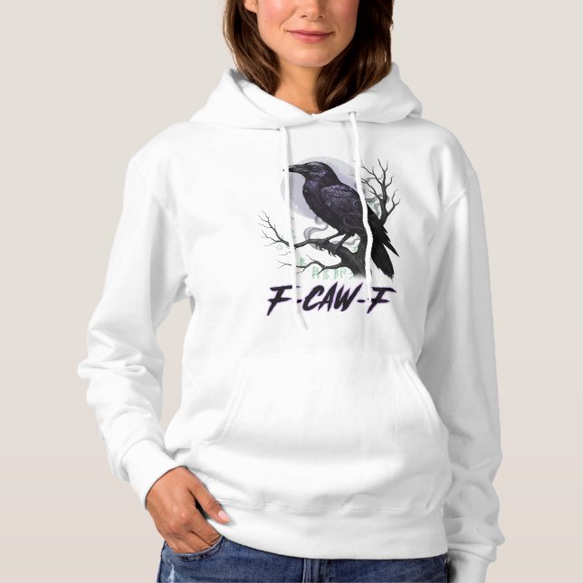Echoes of the Night: "F-CAW-F" Mystic Raven Crop  Hoodie (Front)