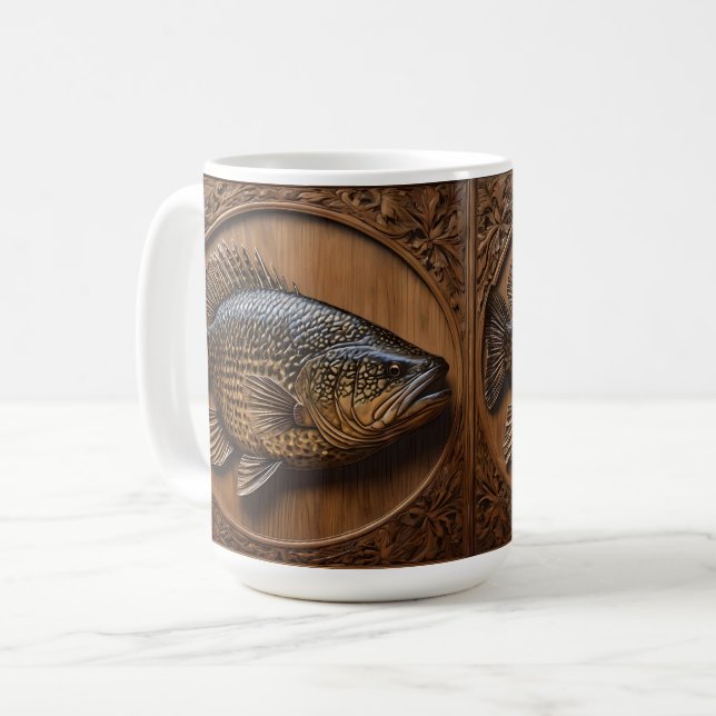 Echoes of the River: Murray Cod Wood Print,   Coffee Mug (Front Left)