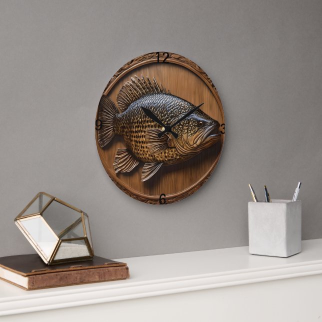 Echoes of the River: Murray Cod Wood Print,   Large Clock (Office)