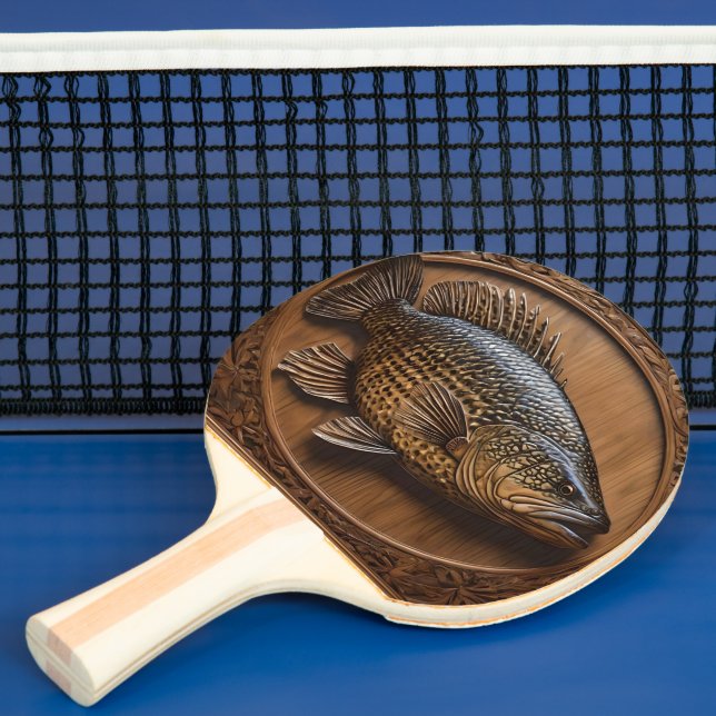 Echoes of the River: Murray Cod Wood Print,  Ping Pong Paddle (Insitu)