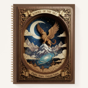 Echoes of the Sky Griffin Mountain Wood Carved Notebook