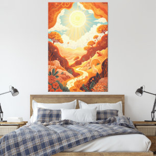 Echoes of the Sun – Dreamy Golden Landscape Canvas Print