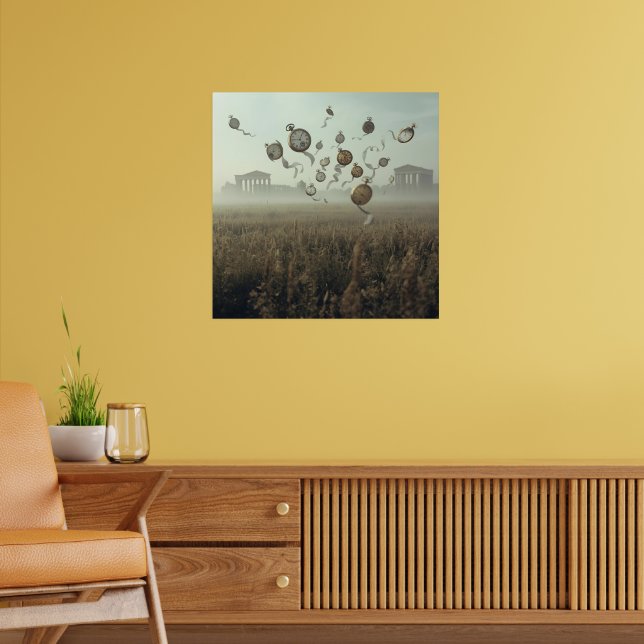 Echoes of Time – Surreal Pocket Watch & Ruins Art  Poster (Living Room 2)