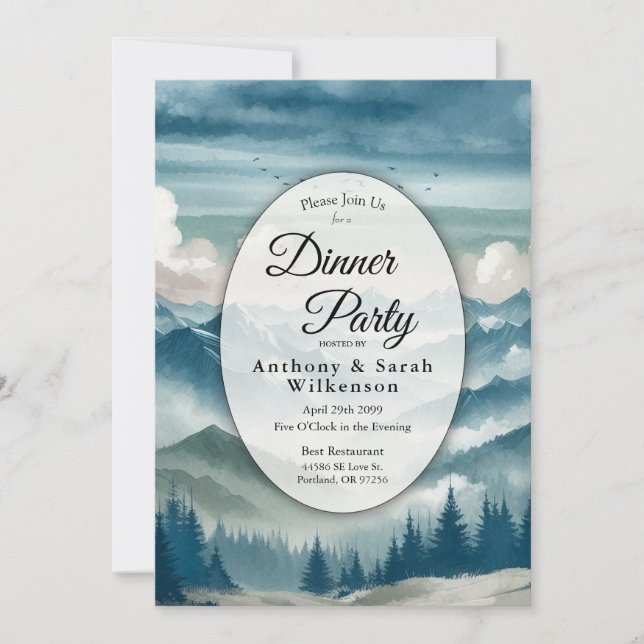 Echoes Through the Misty Pines Restaurant Dinner  Invitation (Front)