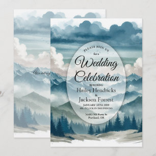 Echoes Through the Misty Pines Wedding Invitation