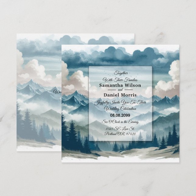 Echoes Through the Misty Pines Wedding Invitation (Front/Back)