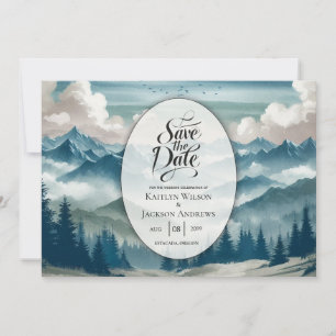 Echoes Through the Misty Pines Wedding Save The Date