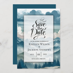 Echoes Through the Misty Pines Wedding Save The Date
