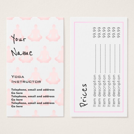 "Echoes" Yoga Instructor Price Cards
