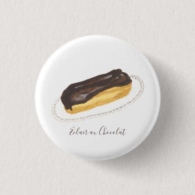 Éclair au Chocolat watercolor 3 Cm Round Badge (Front)