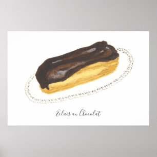 Éclair au Chocolat watercolor Poster