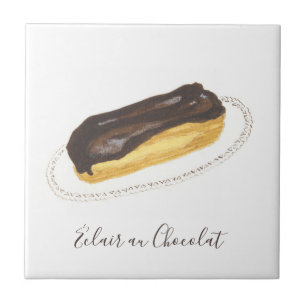 Éclair au Chocolat watercolor Tile