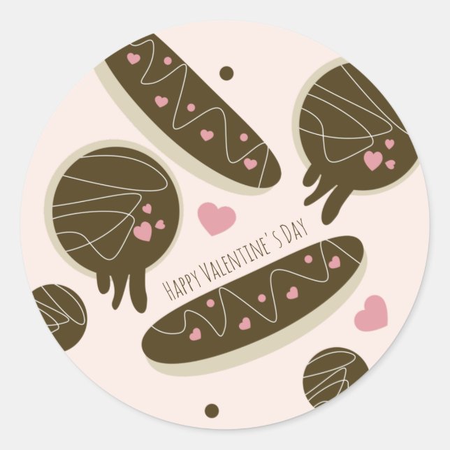  Eclair Doughnuts Cake Pops Valentine's Day Busine Classic Round Sticker (Front)