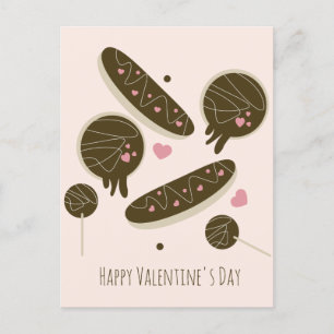 Eclair Doughnuts Cake Pops Valentine's Day Postcard