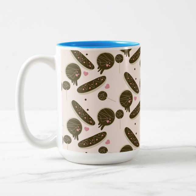  Eclair Doughnuts Cake Pops Valentine's Day   Two-Tone Coffee Mug (Left)