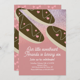 Eclair Doughnuts Faux Glitter Valentines Day Invitation