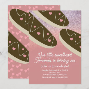 Eclair Doughnuts Faux Glitter Valentines Day   Invitation