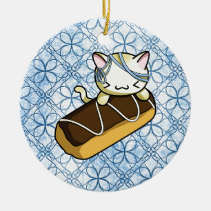 Eclair Kitty Ceramic Tree Decoration