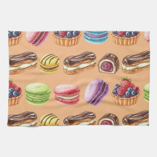 Eclairs and Macarons by Natasha Us   Tea Towel