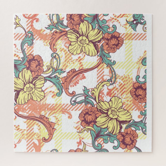 Eclectic Baroque Fabric Plaid Pattern Jigsaw Puzzle (Vertical)