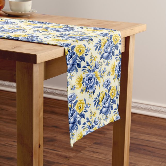 Eclectic Beauty: French Blue & Lemon Shabby Chic  Long Table Runner (In Situ)