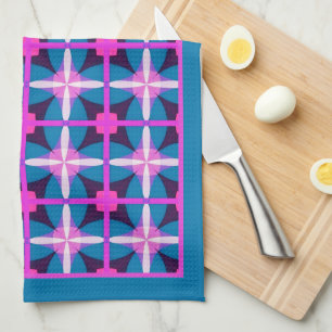 Eclectic Bohemian Colourful Geometric design Tea Towel