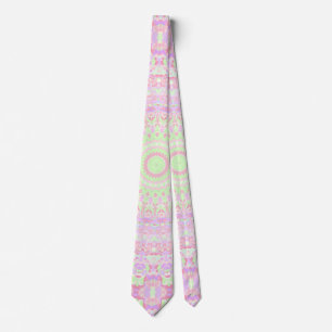 Eclectic Boho Groovy Trippy Hippie Pastel Mandala Tie