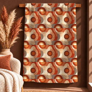 Eclectic Boho Shapes Terracotta Brown Blanket Gift