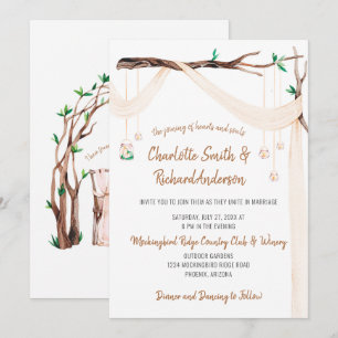 Eclectic Drape, Mason Jar Lights, Archway Wedding Invitation