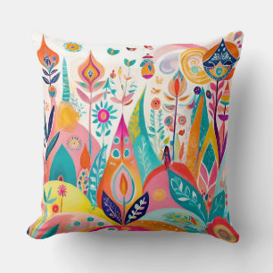 "Eclectic Enchantment: Bohemian Illustration Pillo Cushion