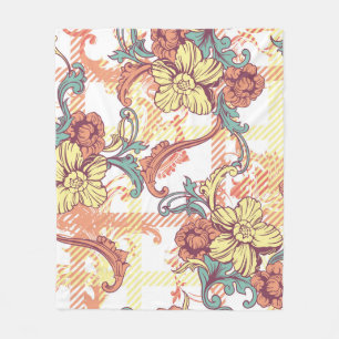 Eclectic fabric plaid seamless pattern with baroqu fleece blanket