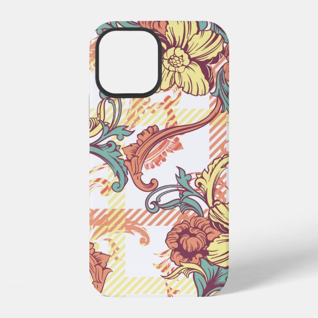Eclectic fabric plaid seamless pattern with baroqu iPhone case (Back)