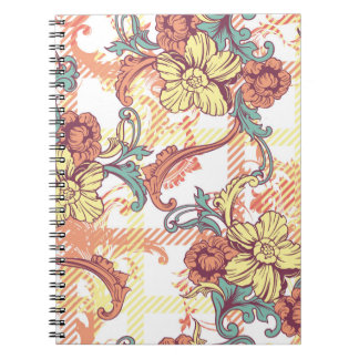 Eclectic fabric plaid seamless pattern with baroqu notebook