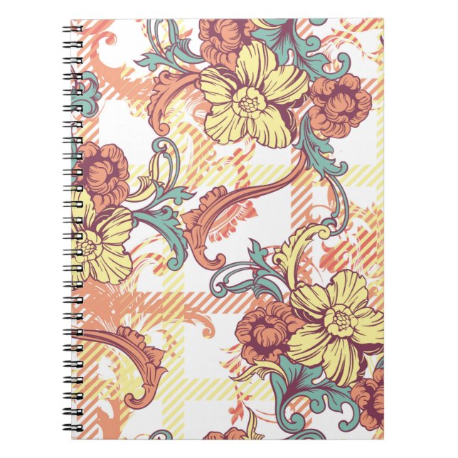 Eclectic fabric plaid seamless pattern with baroqu notebook (Front)