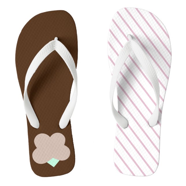 Eclectic flip flops, brown and pink flip flops (Footbed)