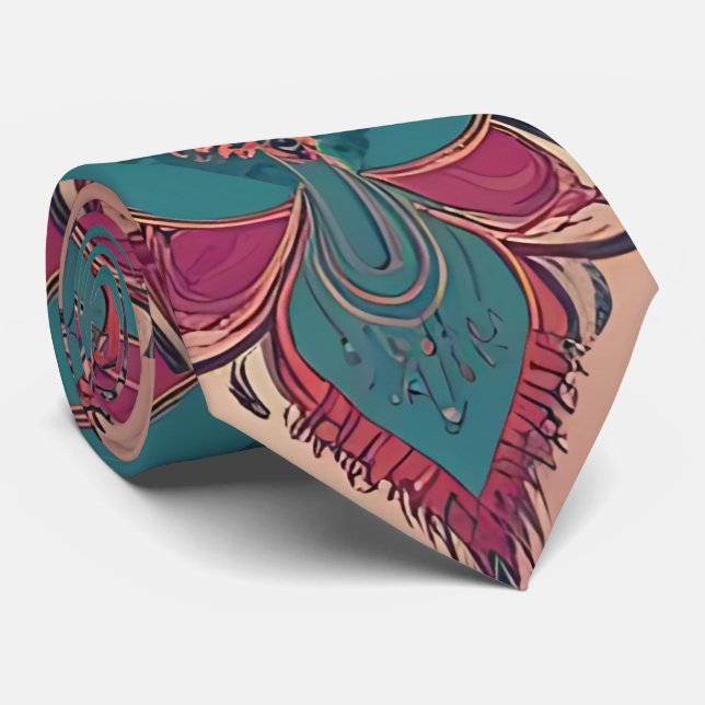 Eclectic Floral Paisley Neck Tie (Rolled)
