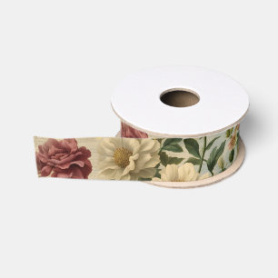 Eclectic Flowers Old Writing Paper Grosgrain Ribbon