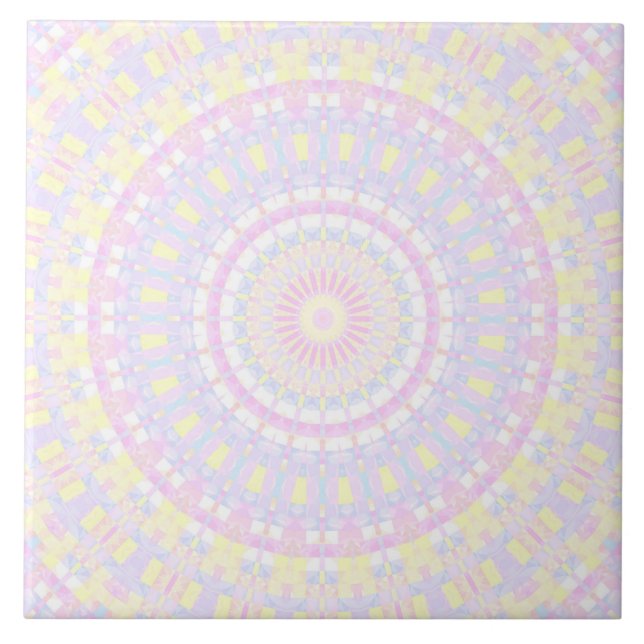 Eclectic Intricate Boho Colourful Pastel Mandala Tile (Front)
