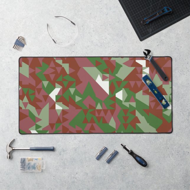 Eclectic Mod Retro Geometric Christmas Pattern Desk Mat (Workstation)