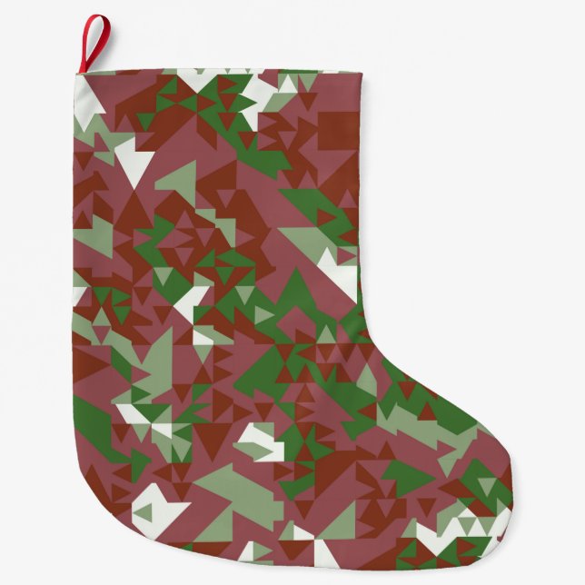 Eclectic Mod Retro Geometric Christmas Pattern Large Christmas Stocking (Front)