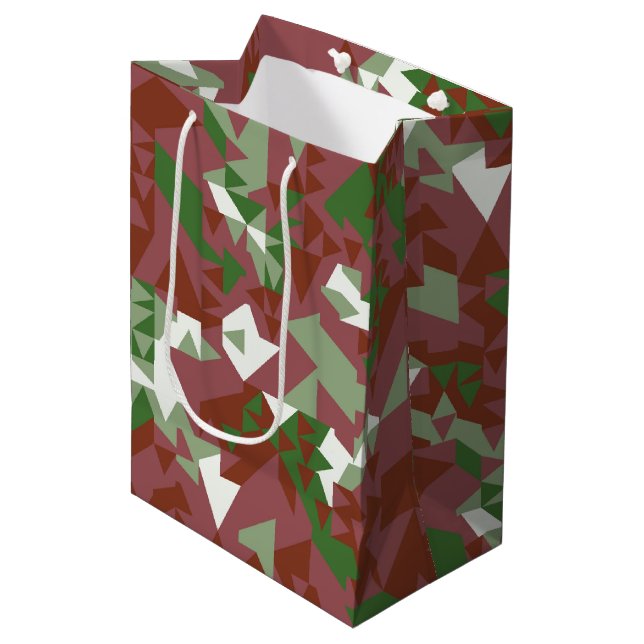 Eclectic Mod Retro Geometric Christmas Pattern Medium Gift Bag (Front Angled)
