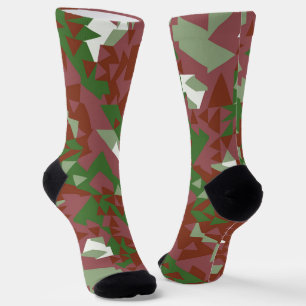 Eclectic Mod Retro Geometric Christmas Pattern Socks