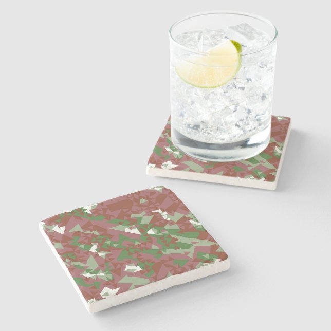 Eclectic Mod Retro Geometric Christmas Pattern Stone Coaster (Side)
