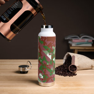 Eclectic Mod Retro Geometric Christmas Pattern Water Bottle