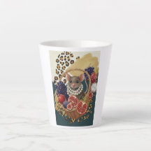 Eclectic Mouse with Pearls Latte Mug, Chic Maximal