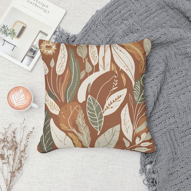 Eclectic Natural Terracotta Wildflower Boho Rustic Cushion (Creator Uploaded)