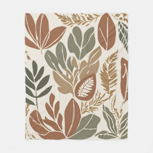 Eclectic Natural Terracotta Wildflower Rustic Boho Fleece Blanket