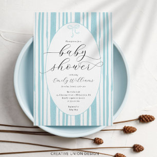 Eclectic Painted Stripes Blue Baby Shower Invitation