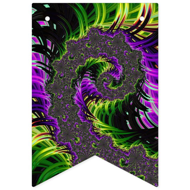 Eclectic Psychedelic Spiral Fractal Abstract Art Bunting (First Flag)