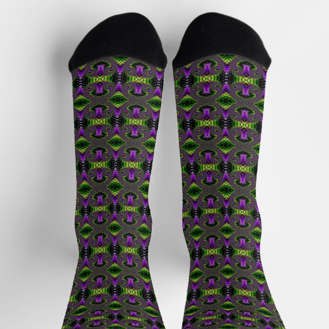 Eclectic Psychedelic Spiral Fractal Abstract Art Socks (Top)